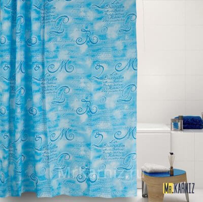 Штора для ванной Poems of love синяя