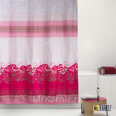 Штора для ванной Waves красная