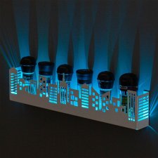 Полка для кухни для специй с подсветкой. Полочка для кухни на стену 50 см белая. RGB светильник.